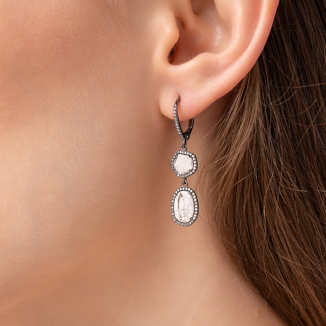 Sliced Diamond Drop Earrings