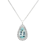 Load image into Gallery viewer, Lumiere Aquamarine Halo Pendant