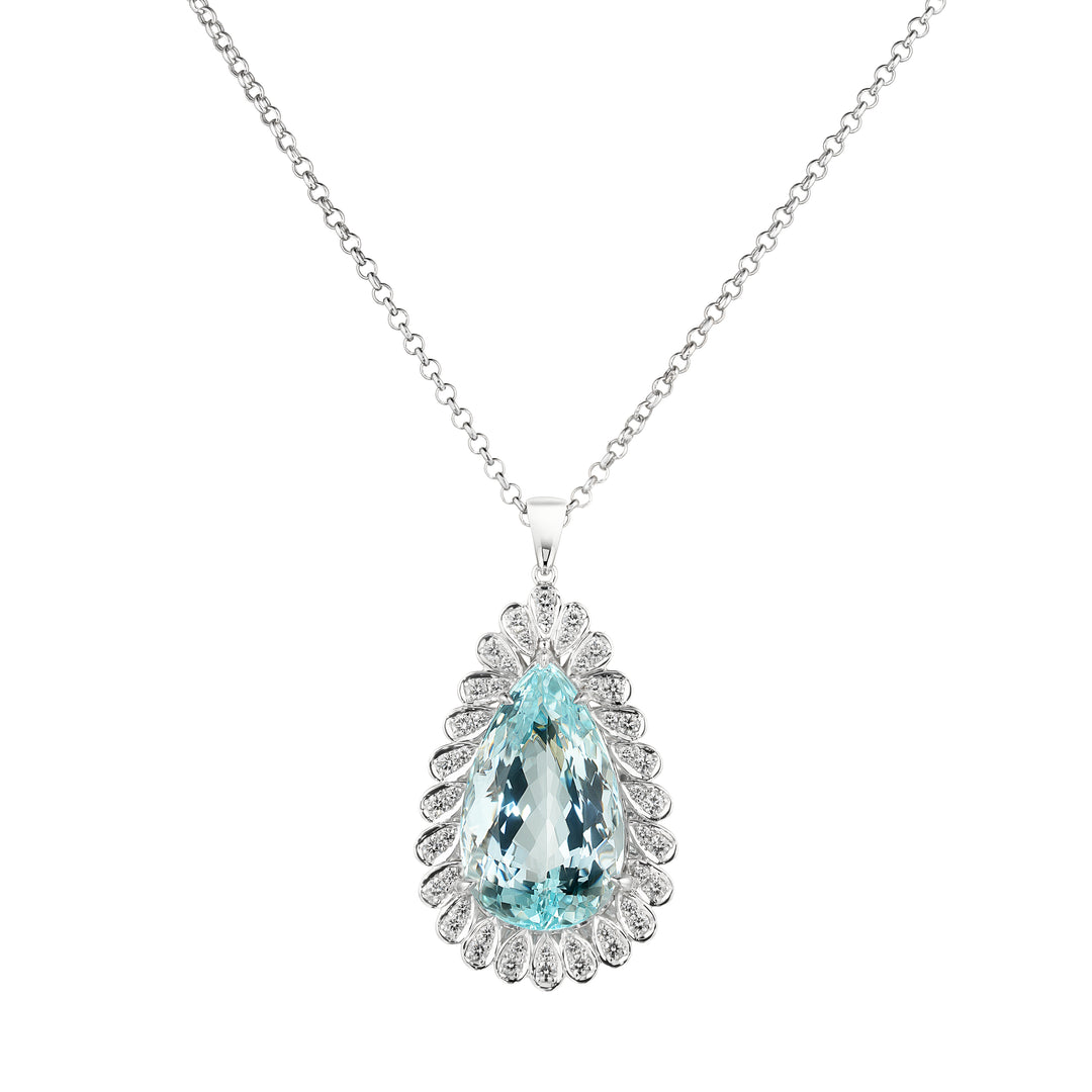 Lumiere Aquamarine Halo Pendant