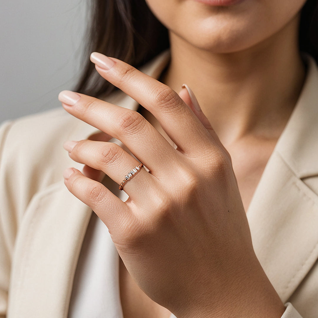 Mira Beaded Baguette Stackable Rings