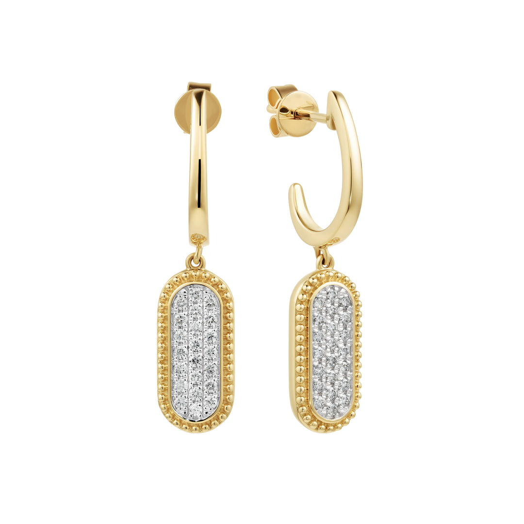 Belvoir Diamond Paperclip Style Dangling Earrings