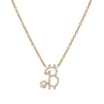 Load image into Gallery viewer, A rose gold pendant in the shape of the letter 'B' adorned with diamonds, attached to a gold chain.