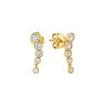 Load image into Gallery viewer, Gold earrings with clear gemstones on a white background