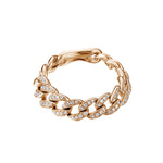 Load image into Gallery viewer, Rose gold chain-style ring with embedded diamonds on a white background