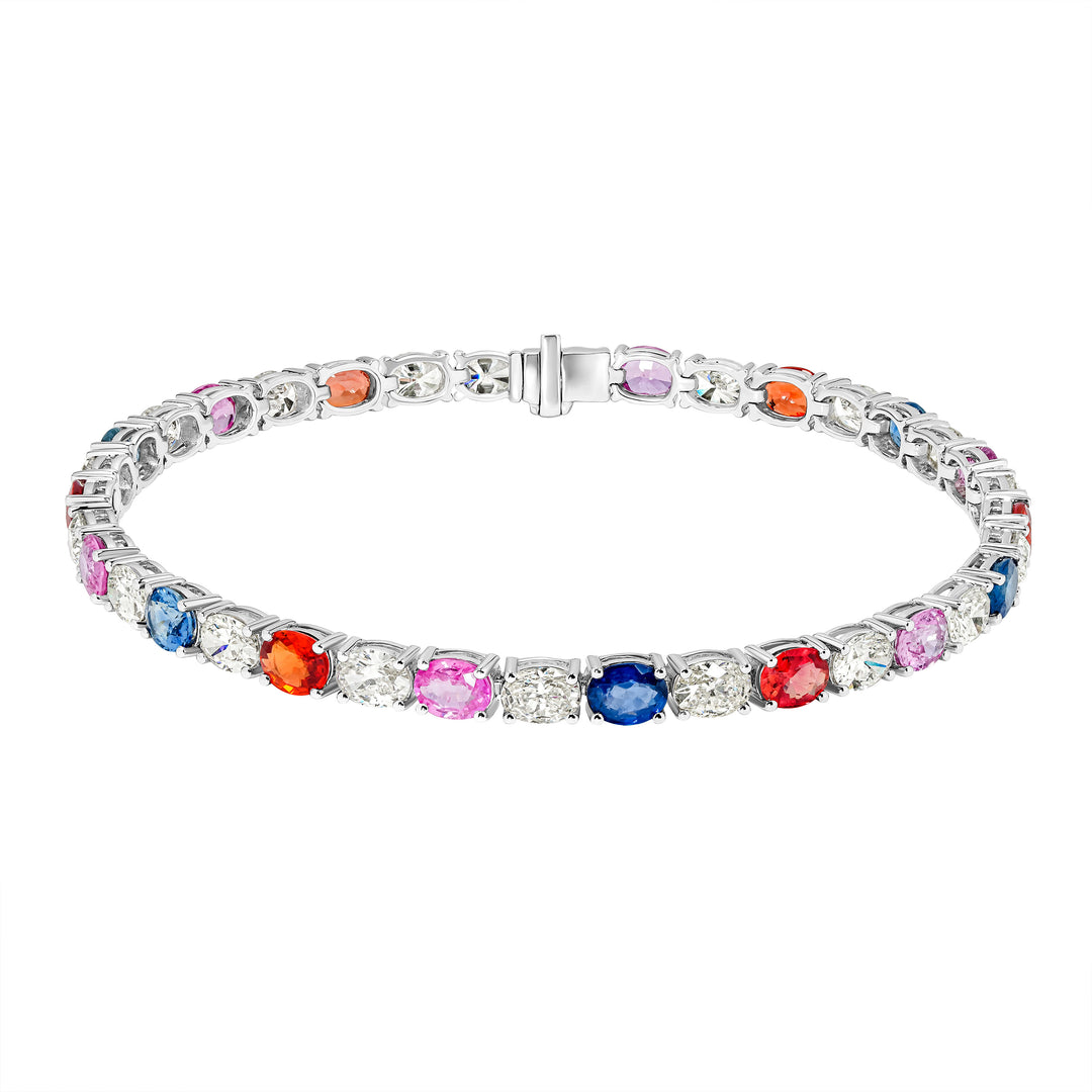 Sorélie Multicolor Sapphire & Diamond Oval Tennis Bracelet