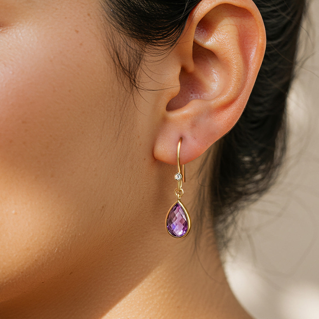 Pear Drop Amethyst Earrings