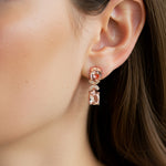 Load image into Gallery viewer, Elara Morganite Marquise Diamond Drop Earrings