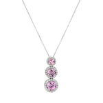 Load image into Gallery viewer, Necklace with three pink gemstones on a white background