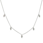Load image into Gallery viewer, Silver necklace with leaf-shaped pendants on a white background