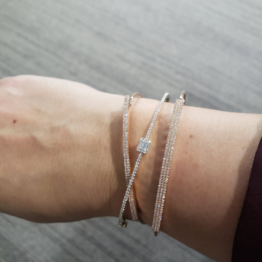 Triple Row Pave Bangle 0.35ctw