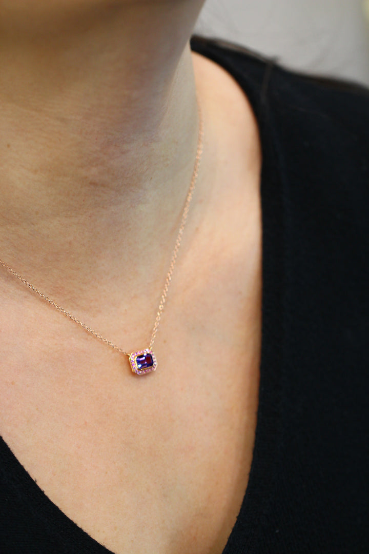 Sweet Amethyst Rectangle Necklace
