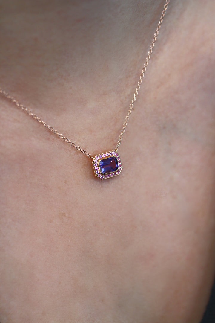 Sweet Amethyst Rectangle Necklace