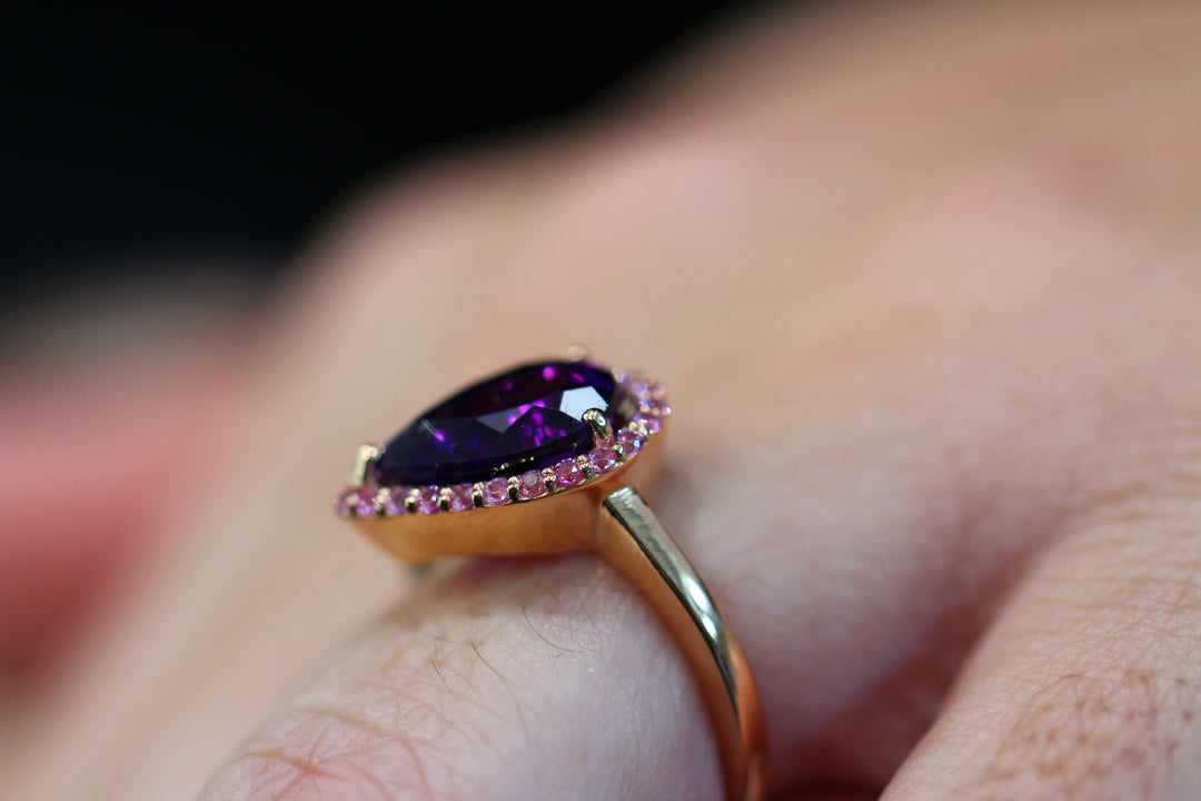 Sweet Amethyst Pear Ring