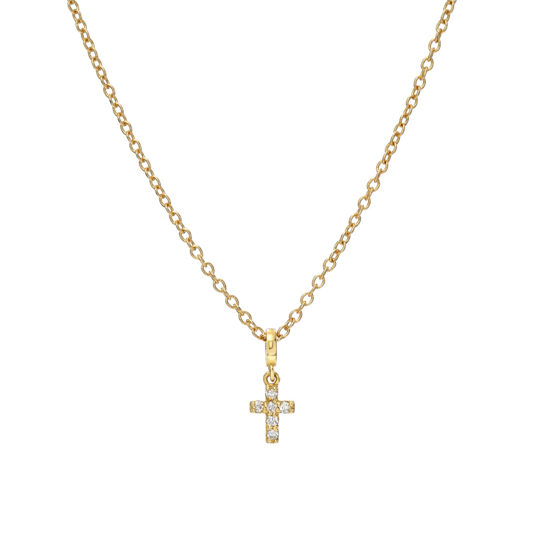 Mini Diamond Cross Charm Necklace