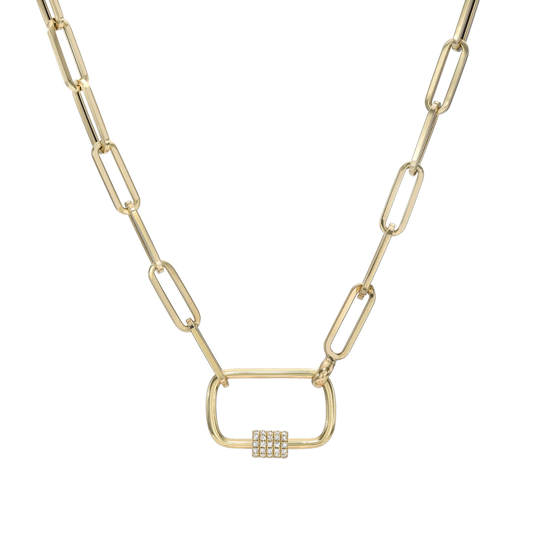 Paper Clip Necklace with Diamond Lock