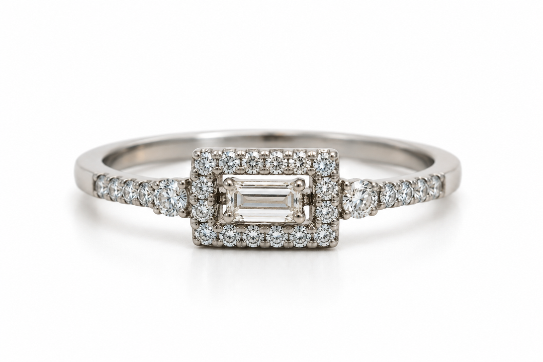 Valentina Diamond Baguette Halo Ring