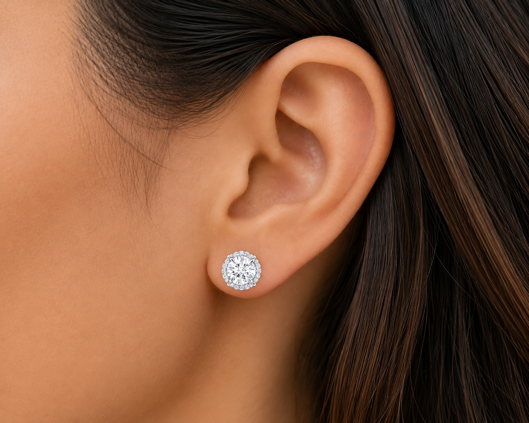 Astra Halo Lab Diamond Earrings