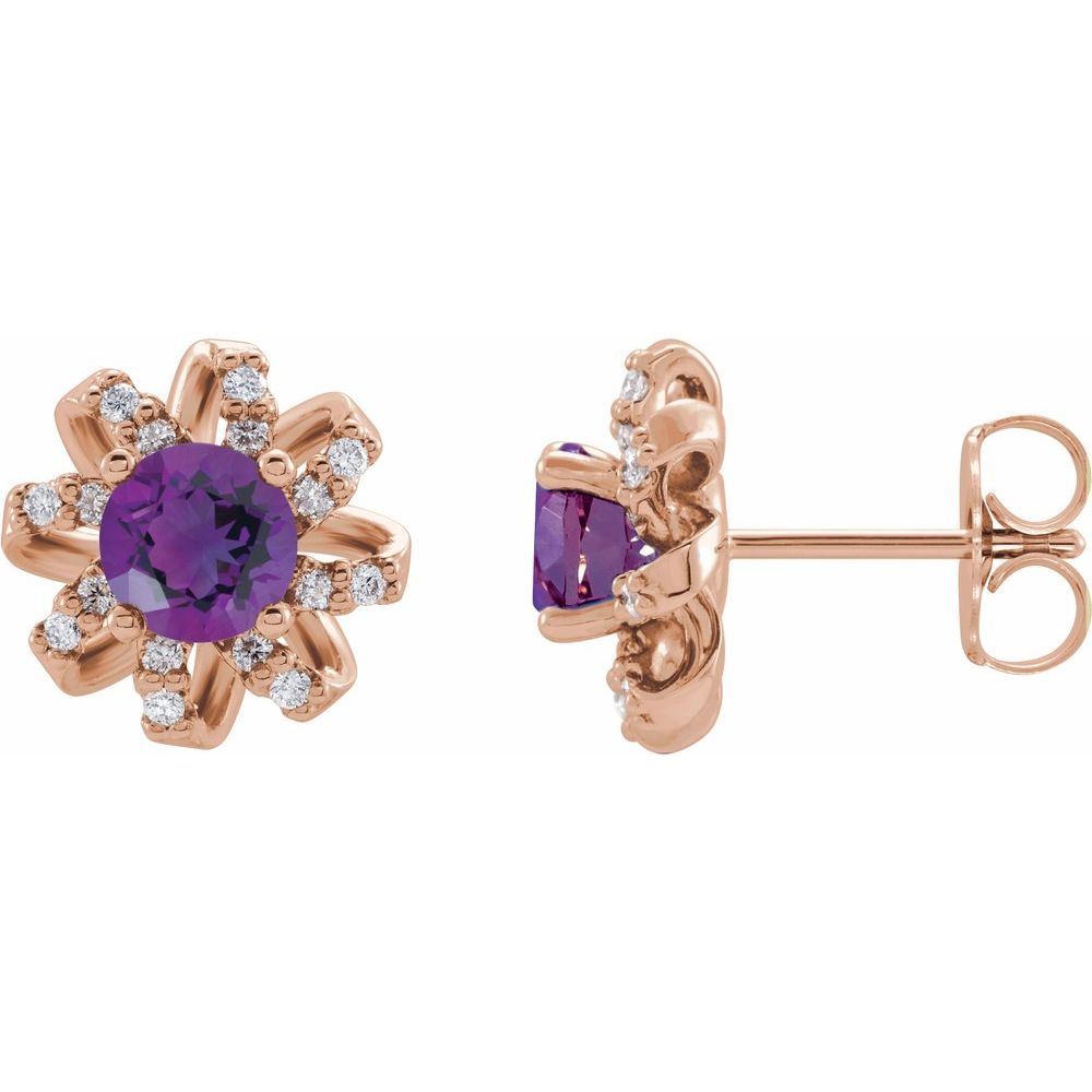 Amethyst Flower Earrings