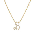Load image into Gallery viewer, A gold pendant in the shape of the Bitcoin symbol 'B' with diamonds, attached to a gold rolo link chain.