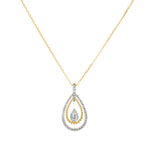Load image into Gallery viewer, Gold and silver teardrop-shaped pendant on a gold chain against a white background