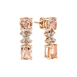 Load image into Gallery viewer, Rose gold earrings with pink gemstones on a white background