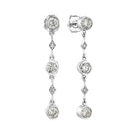 Load image into Gallery viewer, Silver earrings with clear gemstones on a white background