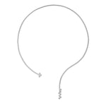 Load image into Gallery viewer, Silver wire necklace with small diamond pendants on a white background