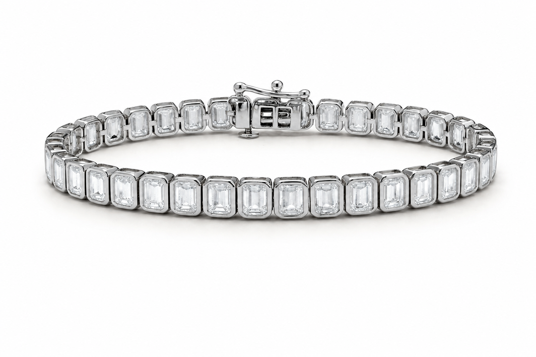 Linea Lab Diamond Rectangle Cut Tennis Bracelet 14kt white gold