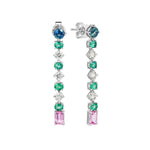 Load image into Gallery viewer, Pair of earrings with colored gemstones on a white background