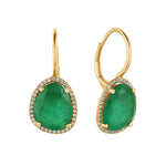 Load image into Gallery viewer, Rough Cut Emerald Diamond Drop Earrings
