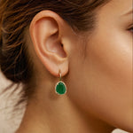 Load image into Gallery viewer, Rough Cut Emerald Diamond Drop Earrings
