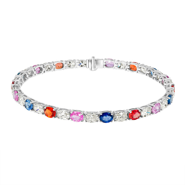 Jewelry bracelet with multicolored gemstones on a white background