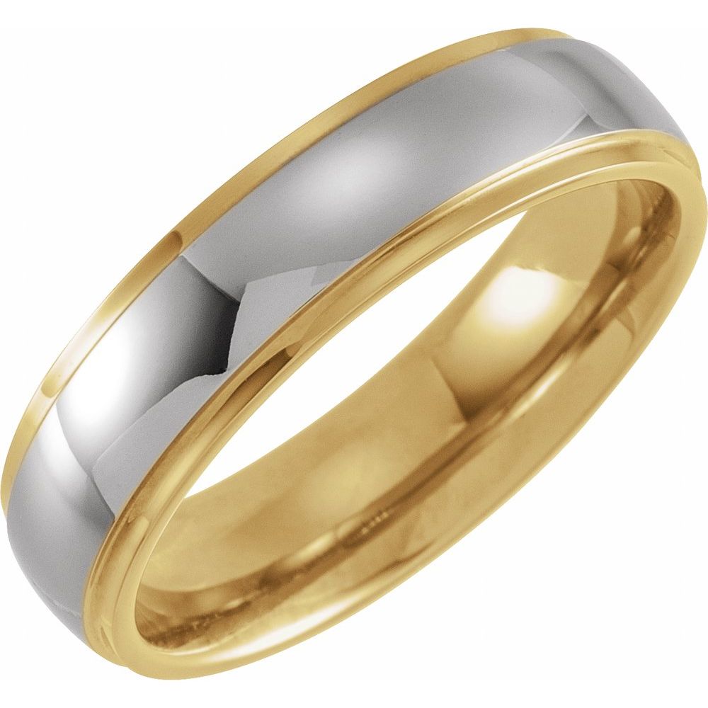 Men's Wedding Band - Tungsten and Gold Ring - Stepped Edge Cut