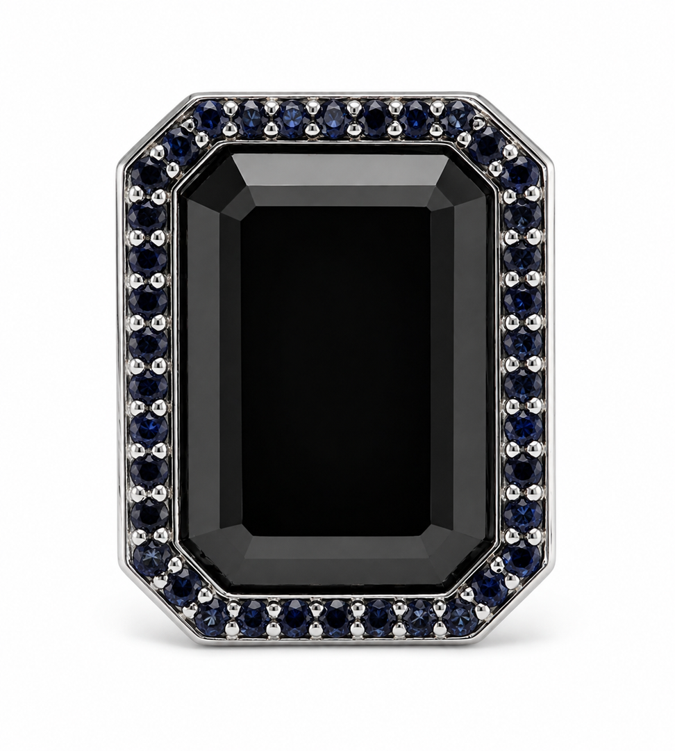 Midnight Onyx Ring in Silver - Mini