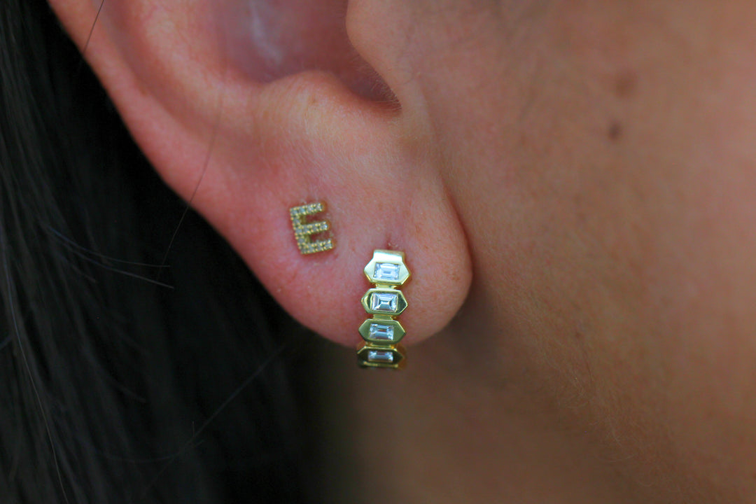 Baguette Line Diamond Huggy Earrings