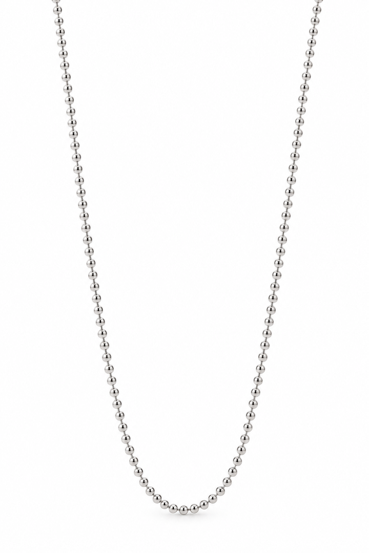 Silver Bead Necklace - 20inch