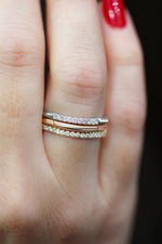 Load image into Gallery viewer, Stacked 18k Yellow Gold, White Gold, and Rose Gold Astra OUI Edward Avedis Rings on Model