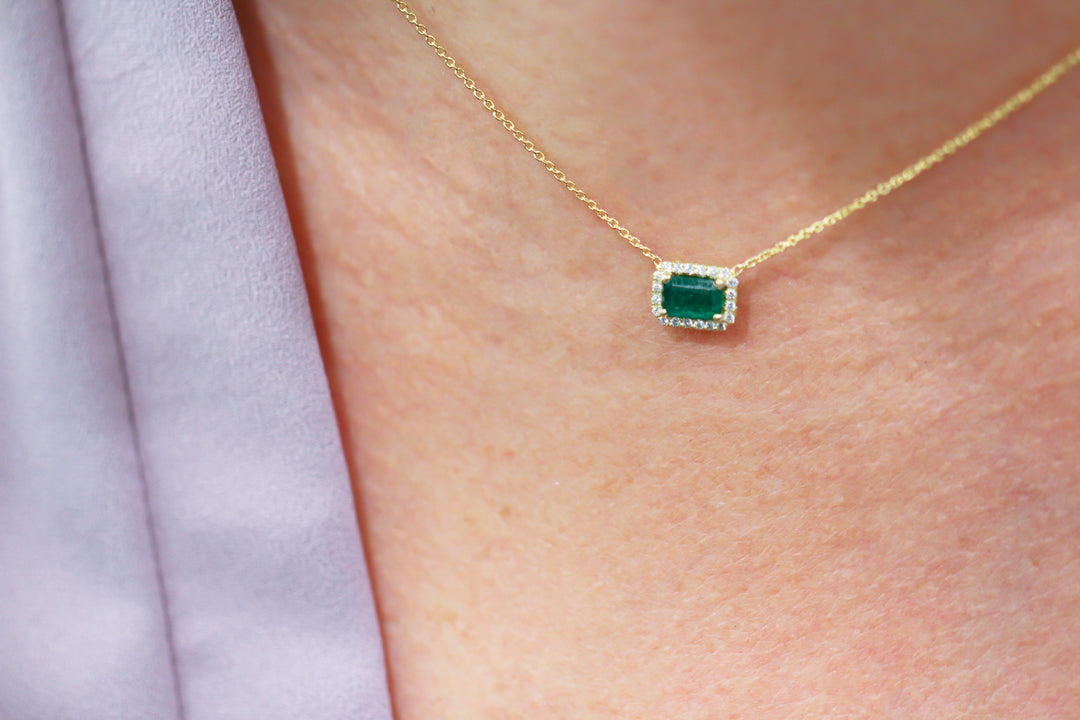 Emerald Horizon Halo Pendant