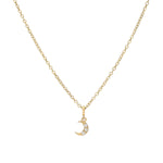 Load image into Gallery viewer, Gold necklace with a crescent moon pendant on a white background