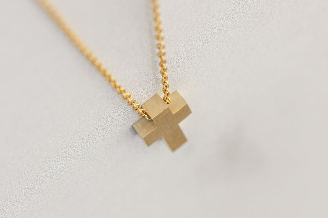 Solid Gold Necklace on White Background
