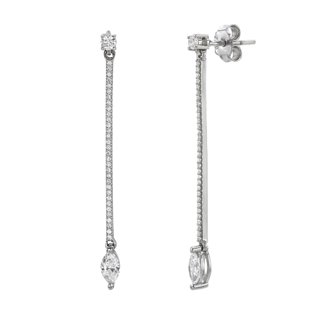 Pair of diamond earrings on a white background